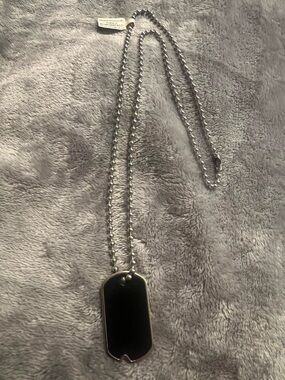 Things Remembered New Stainless Steel Reversible Beaded Dog Tag Necklace